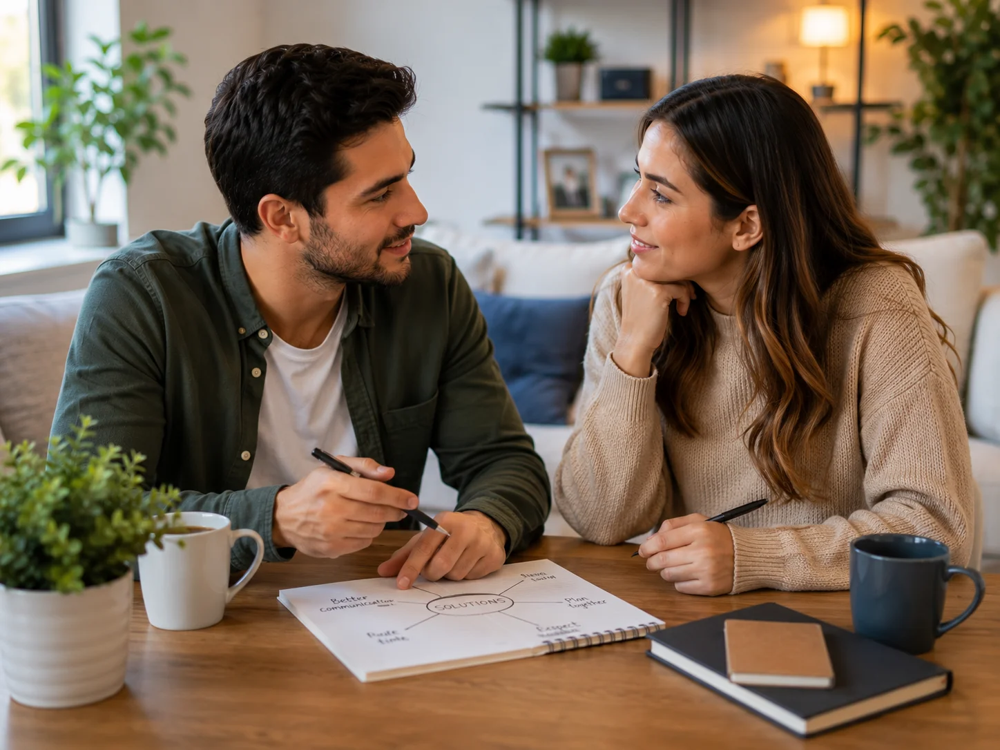 Couple working together to solve relationship problems and strengthen their connection