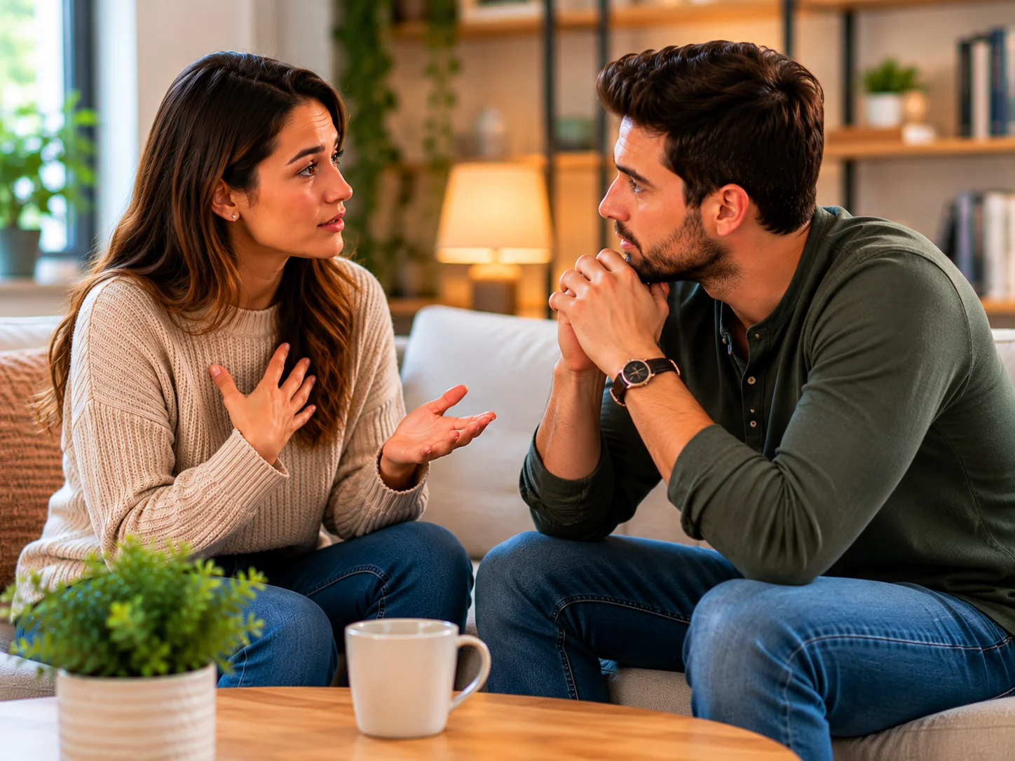 Couple having an open and honest discussion while working through trust issues