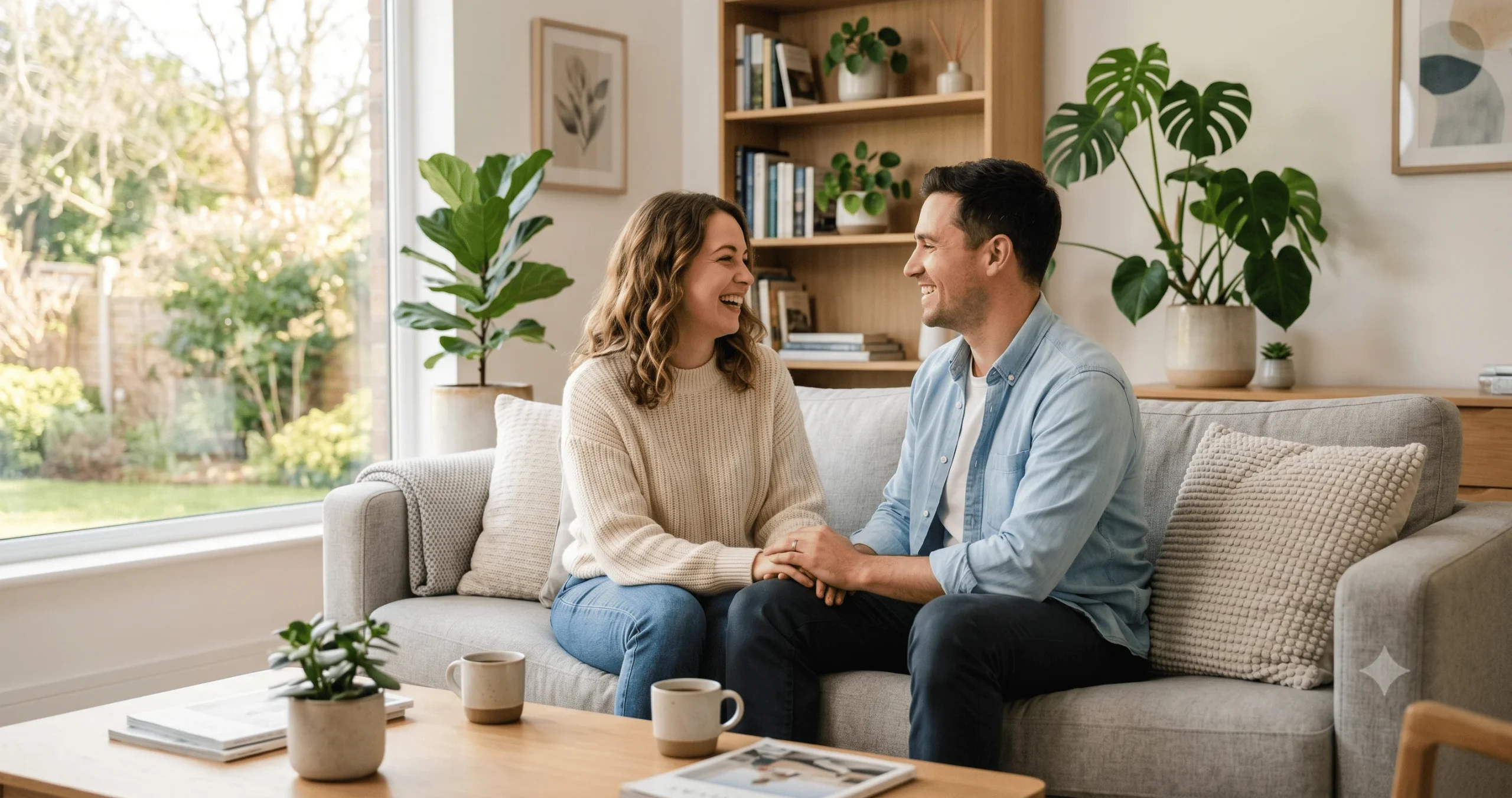 Happy couple enjoying a meaningful connection and discussing their future together