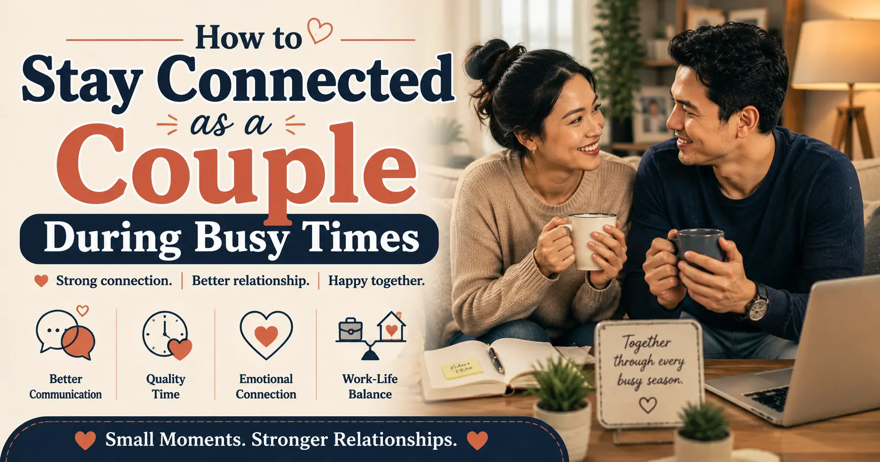 Busy couple maintaining emotional connection and quality time despite a hectic schedule