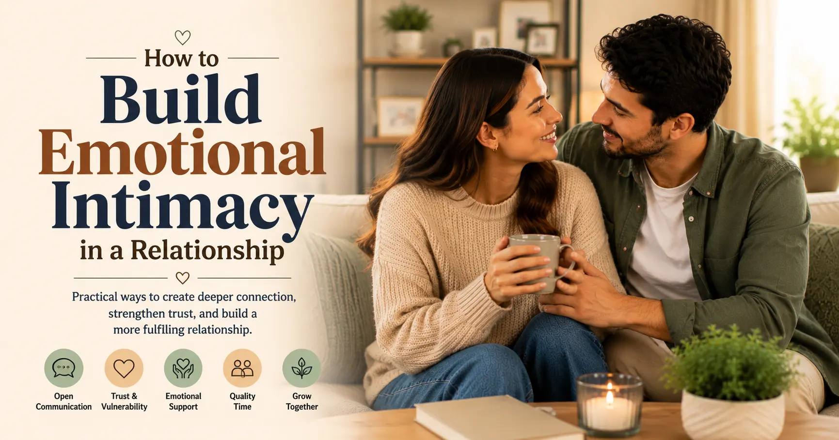 Couple sharing a meaningful and emotionally connected conversation at home