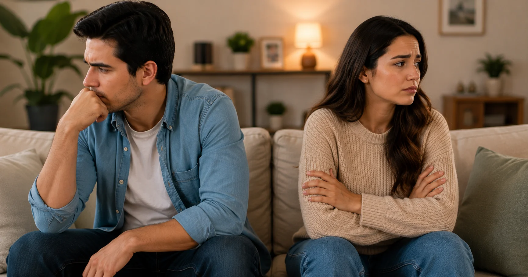 Couple recognizing unhealthy relationship patterns and warning signs